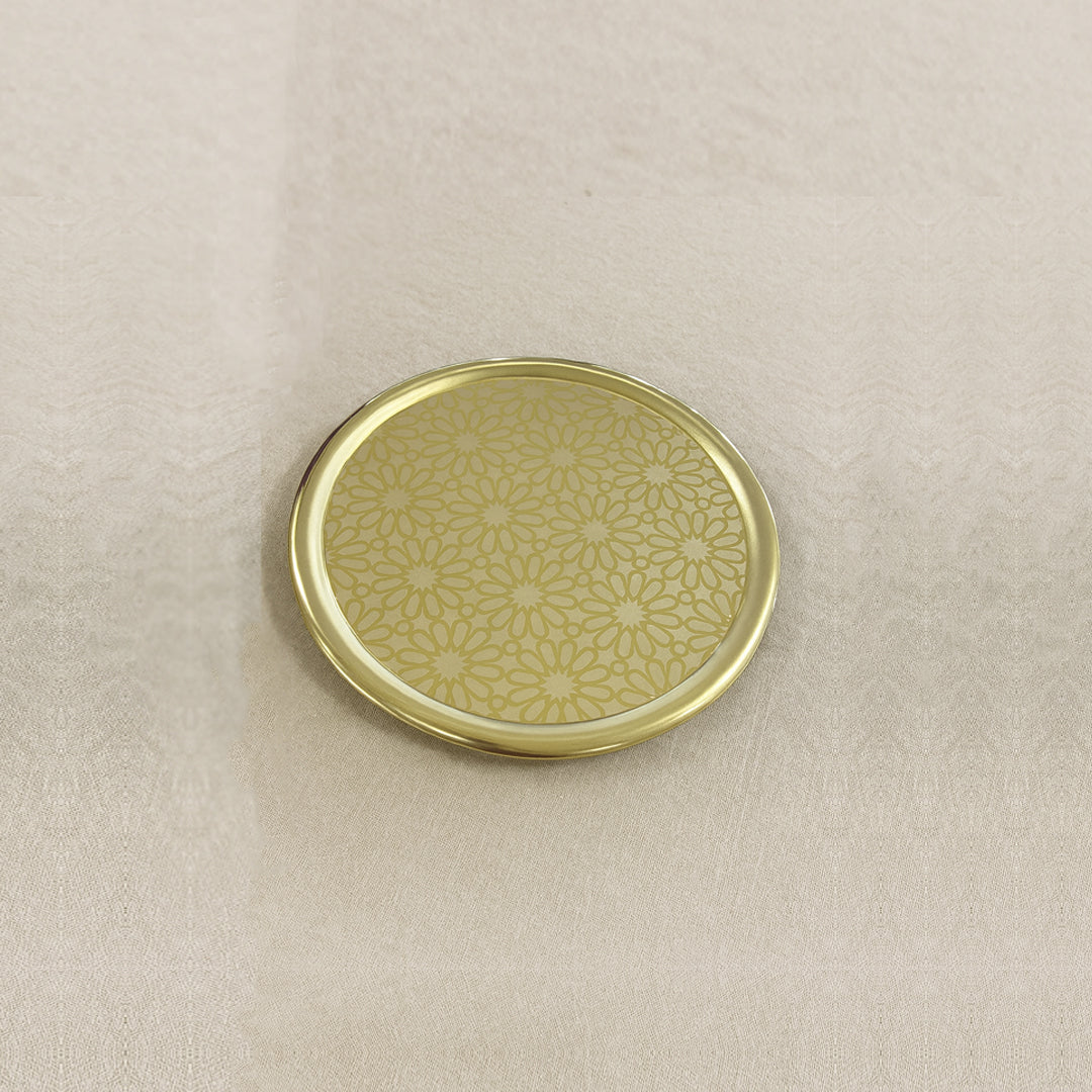 304 Yellow Stainless Steel Round Serving Trays 25 cm