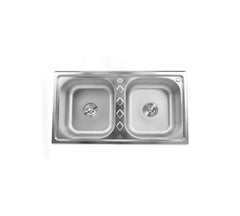 Sifin Steel 2 Drains sink stainless steel 88x50cms