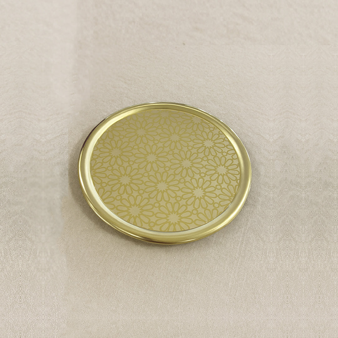 304 Yellow Stainless Steel Round Serving Trays 30 cm