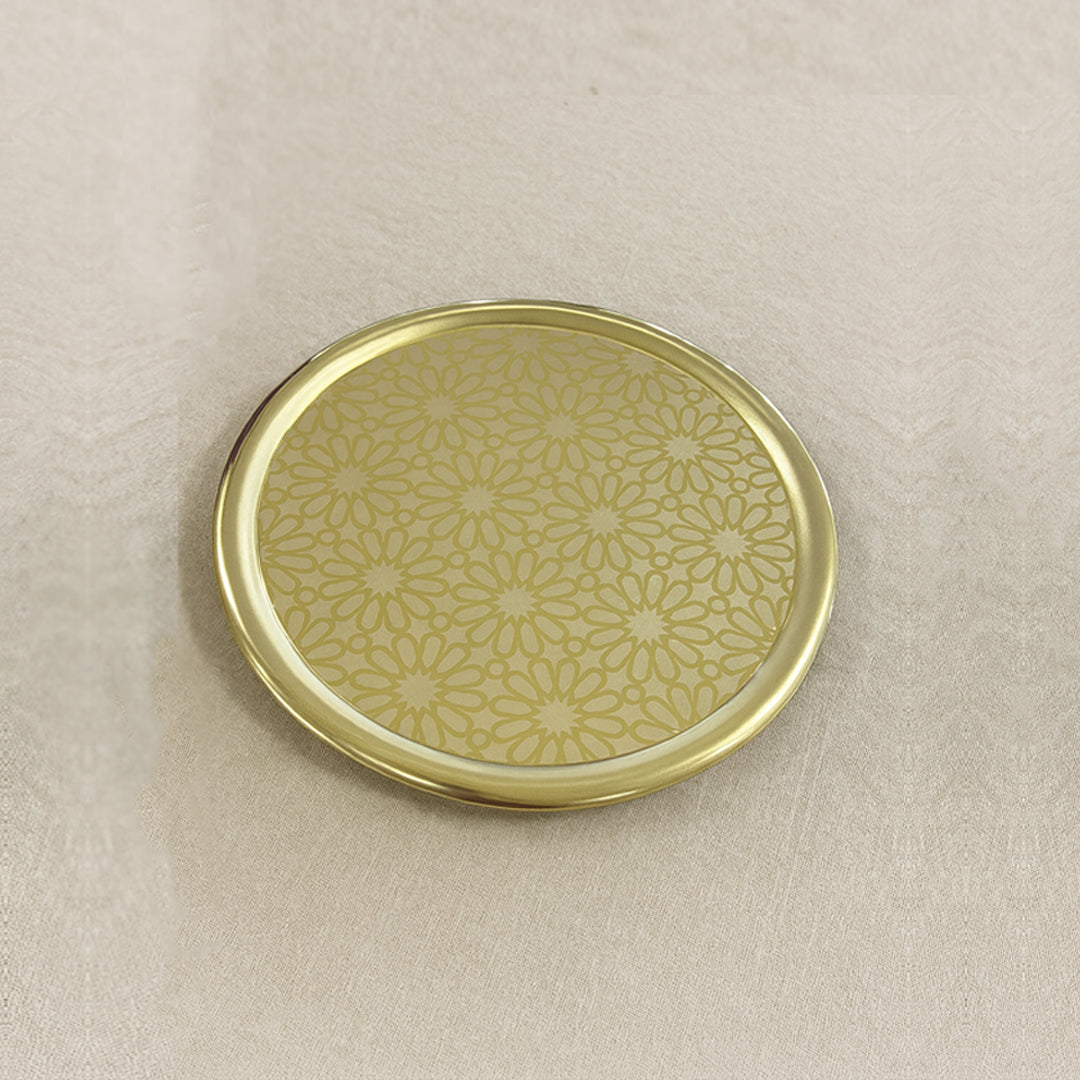 304 Yellow Stainless Steel Round Serving Trays 35 cm