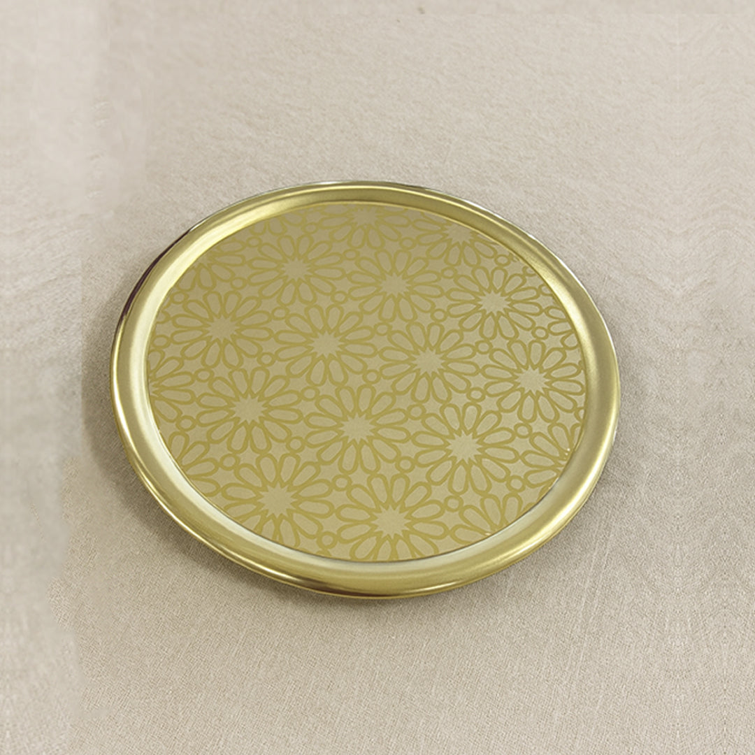 304 Yellow Stainless Steel Round Serving Trays 40 cm