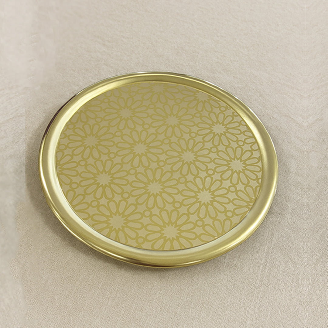304 Yellow Stainless Steel Round Serving Trays 50 cm