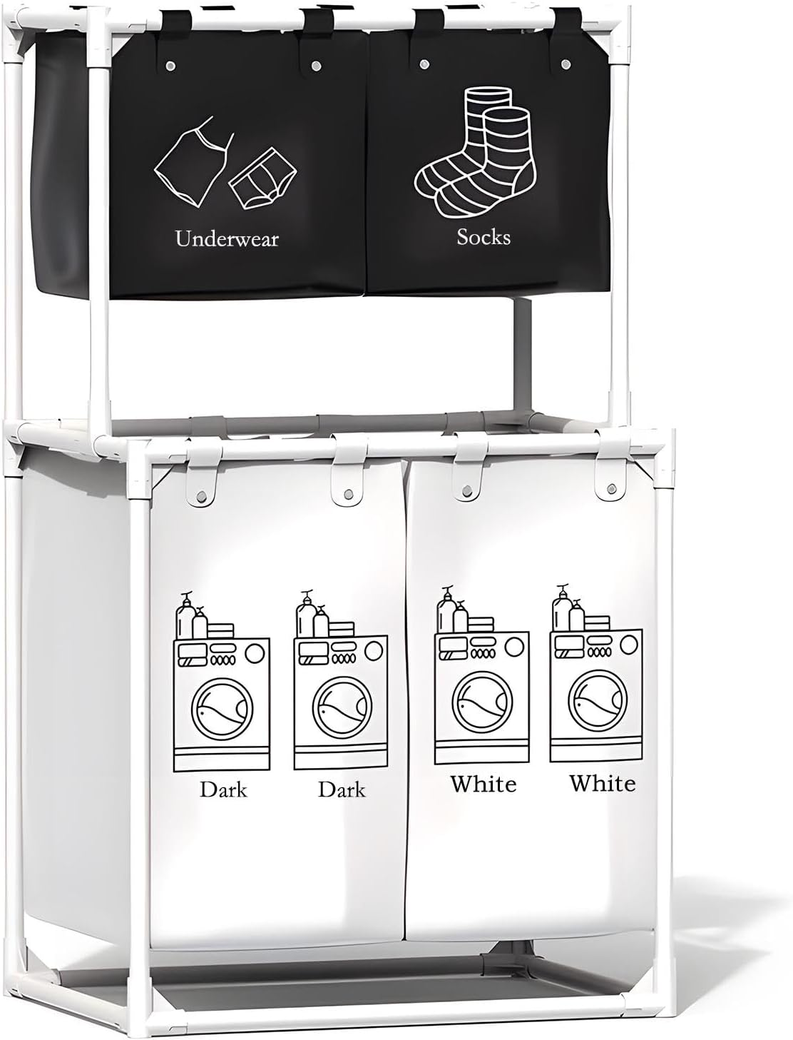 Multi-Section Laundry Sorter with 4 Removable Bags