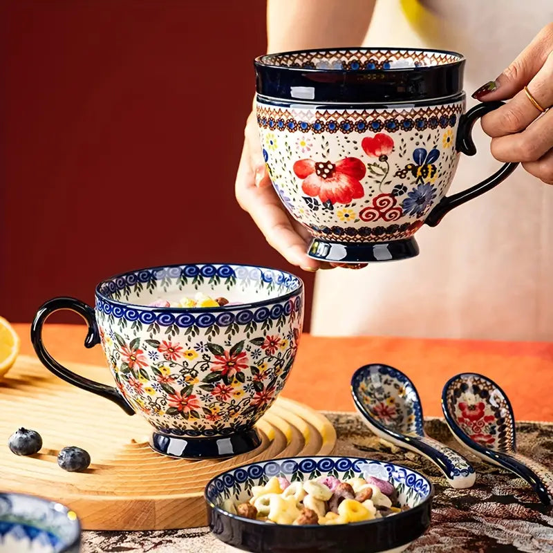 Bohemian Floral Ceramic Mug