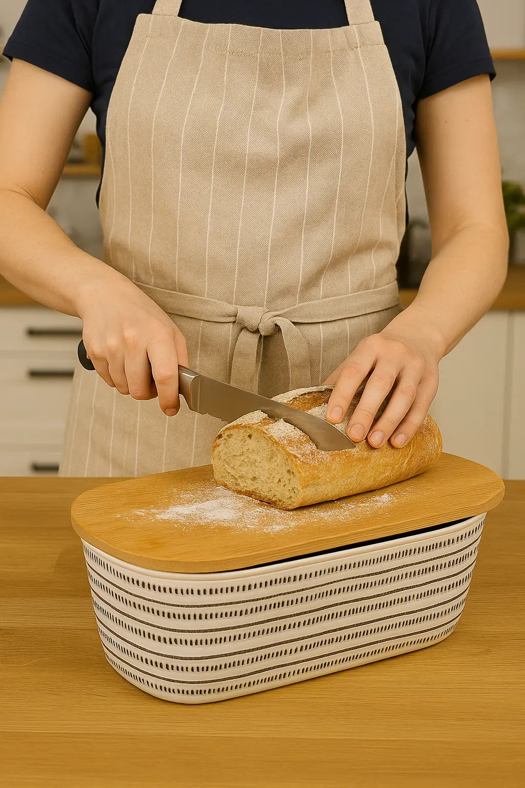 Bread Storage Box With Bamboo Cutting Board Lid