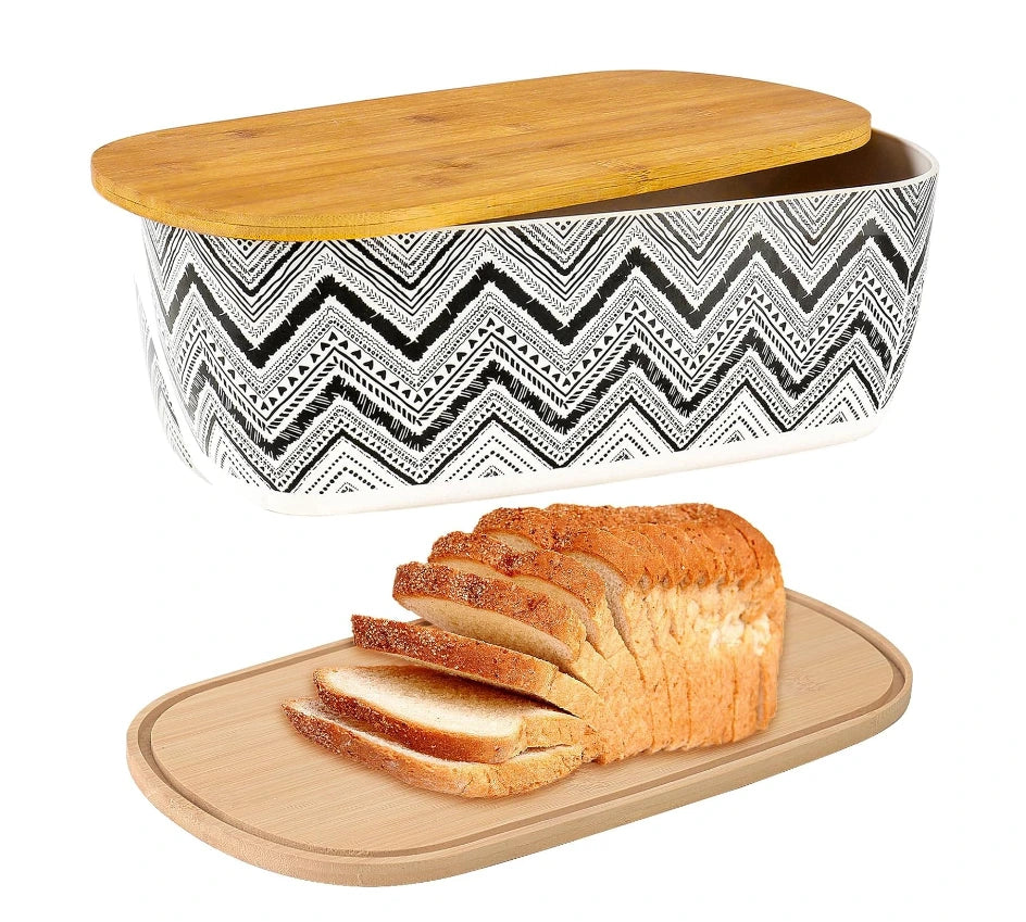 Bread Storage Box With Bamboo Cutting Board Lid