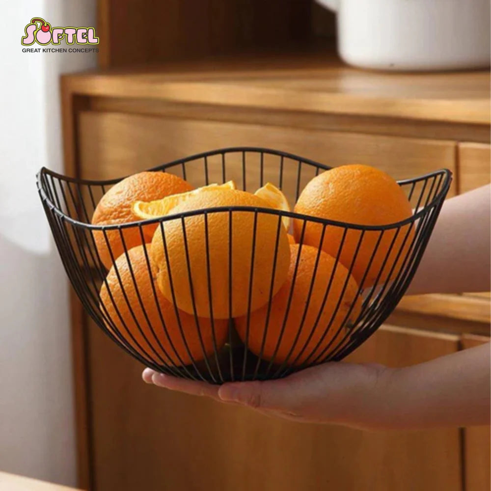 Metal Wave Fruit Basket | Black