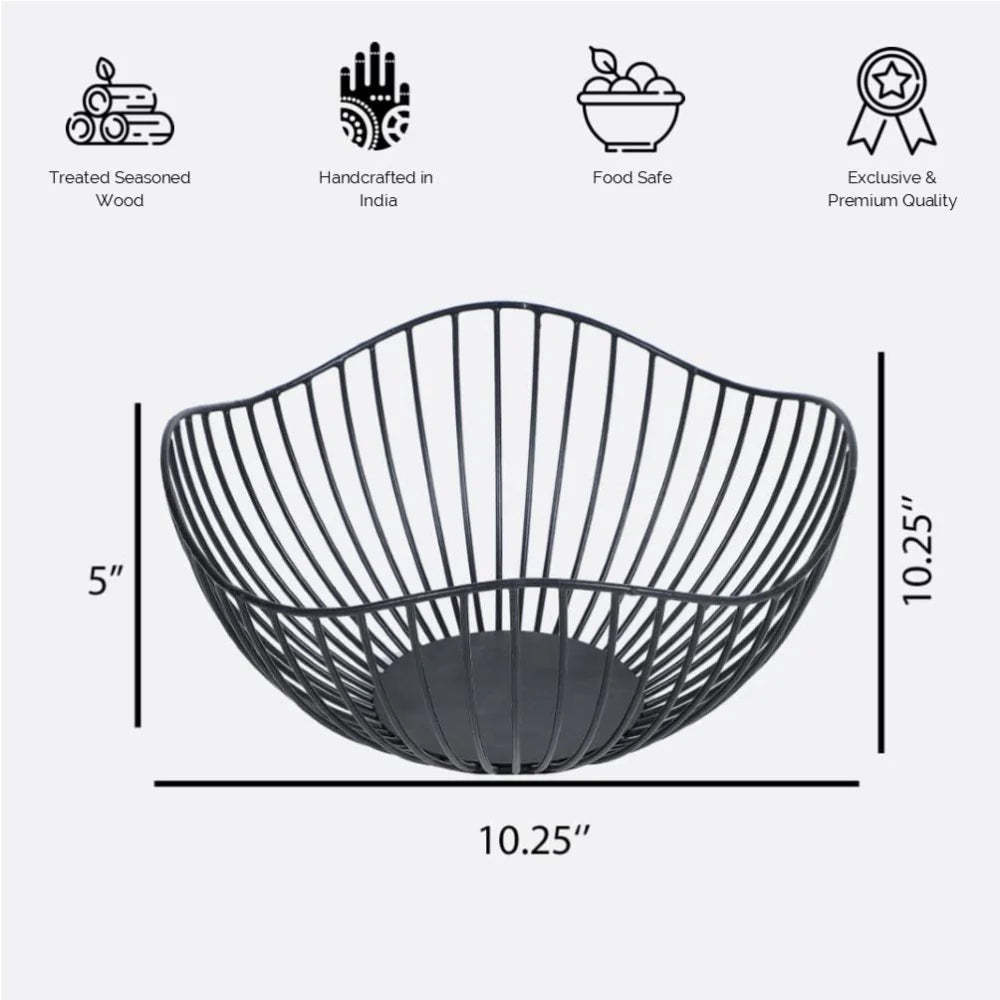 Metal Wave Fruit Basket | Black