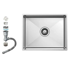Alfa Handmade Stainless Steel Kitchen Sink, Flat Edge, 56 × 41 cm