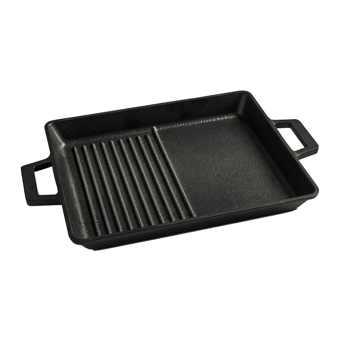 Alma - Rectangular divided Grill with 2 Handles Cast Iron