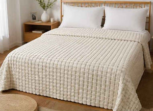 White House 100% Cotton Summer Bed Cover Off White
