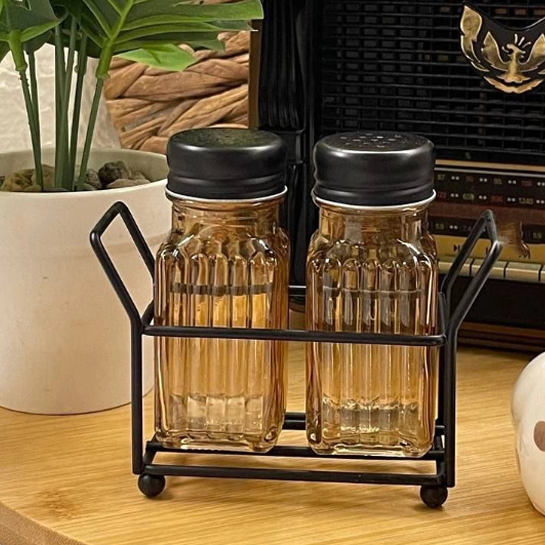 Ribbed Glass Salt And Pepper Set