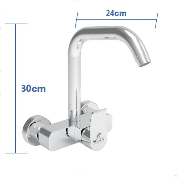 SOBEK General Wall-Mounted Kitchen Mixer with 360° Movable Spout & Hand Mixer