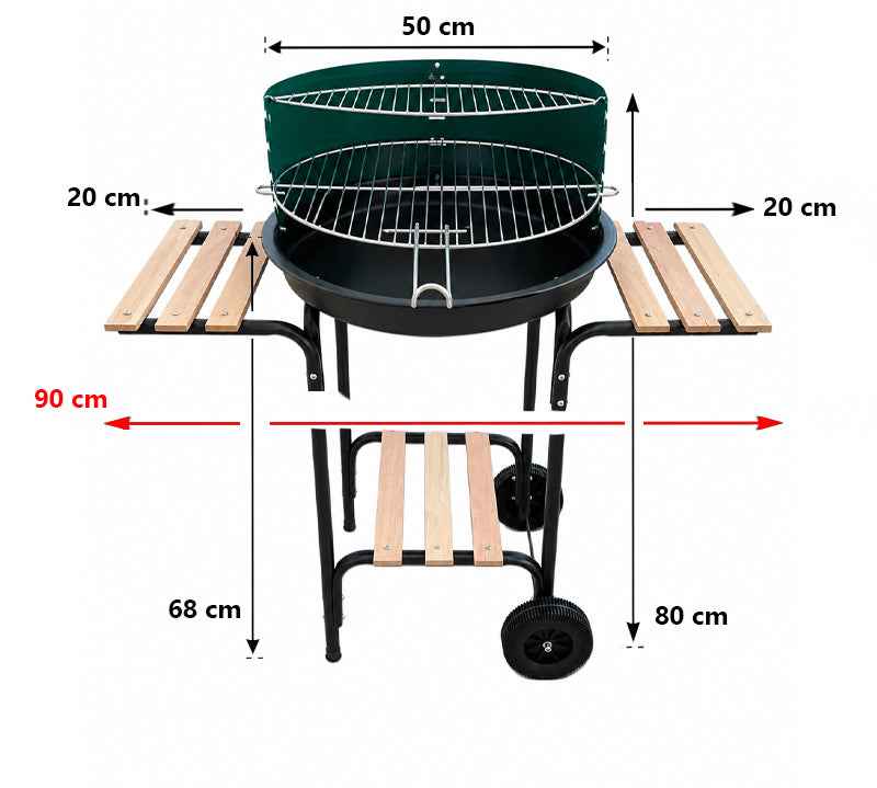Metallink Charcoal Grill with Side Shelves - Kitchanova