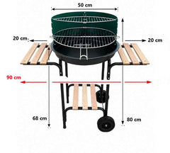 Metallink Charcoal Grill With 2 Side Shelves