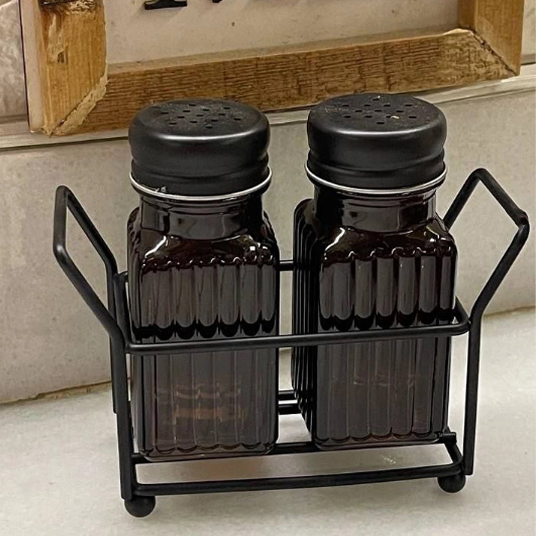 Ribbed Glass Salt And Pepper Set
