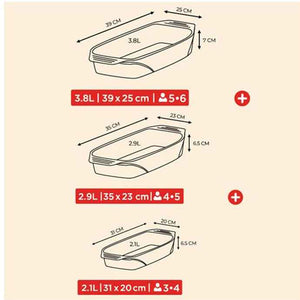 Pyrex Optimum Set of 3 Rectangular Glass Roasters – 2L, 3L & 4L