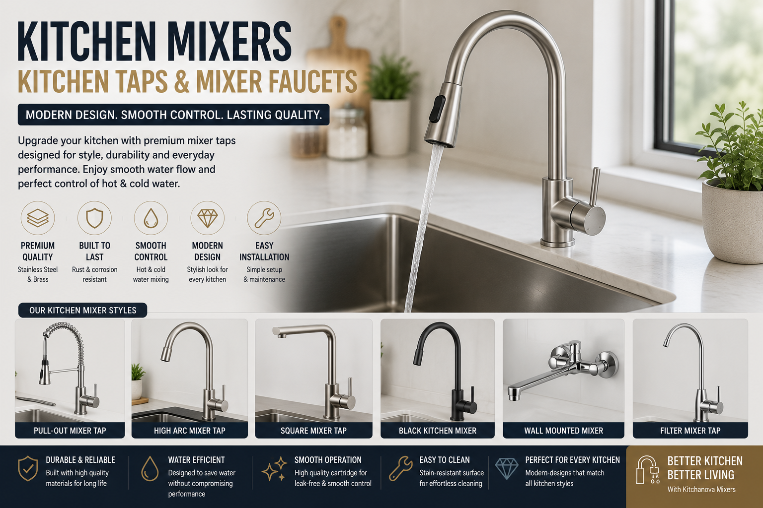 Premium Kitchen Mixers & Kitchen Sink Taps - Kitchanova