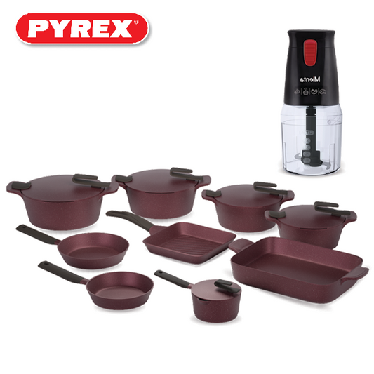 Pyrex - طقم جرانيت ارتيسان - 18 قطعة ( 20.24.26.30) - نبيتى + قطاعة