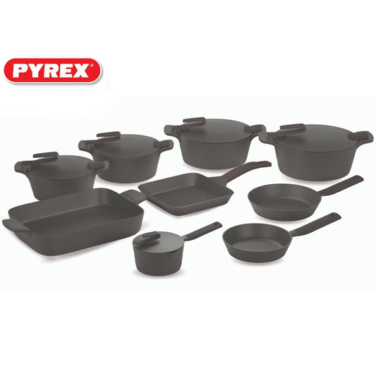 Pyrex - طقم جرانيت ارتيسان - 18 قطعة ( 20.24.26.30) - رمادى