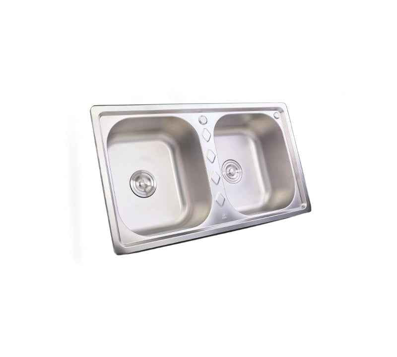 Sifin Steel 2 Drains sink stainless steel 88x50cms