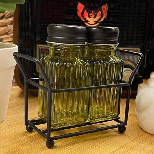 Ribbed Glass Salt And Pepper Set