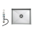 Alpha  handmade stainless steel kitchen sink 43×38 cm with flat edge, 20 cm depth and 3-inch drainage set