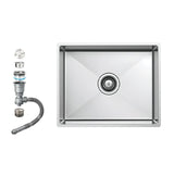 Alpha  handmade stainless steel kitchen sink 43×38 cm with flat edge, 20 cm depth and 3-inch drainage set