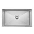 Shop Alpha handmade stainless steel kitchen sink, 76 ×41 cm, 1 mm thick with 20 cm depth, flat-edge design and 3-inch drainage set.