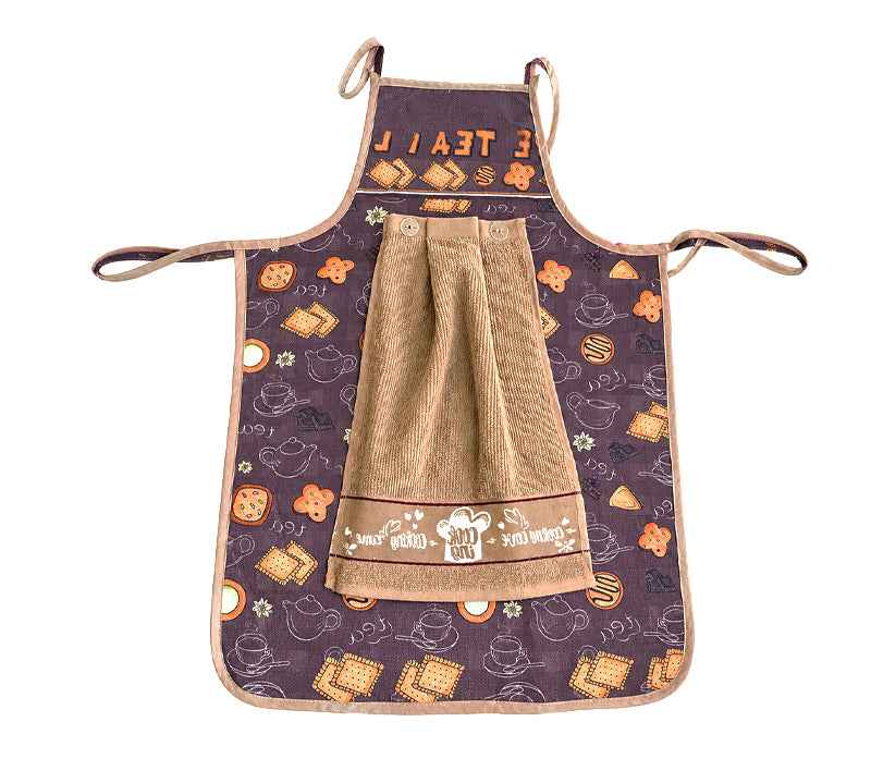 White House Kitchen Waterproof Apron with Removable Towel