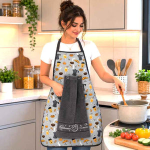 White House Kitchen Waterproof Apron with Removable Towel