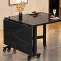 Modern Foldable Dining Table with Wheels – 120 × 80 cm, MDF Top & Metal Legs