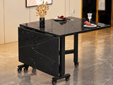 Modern Foldable Dining Table with Wheels – 120 × 80 cm, MDF Top & Metal Legs