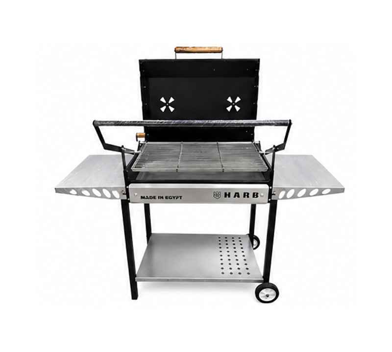 Super Grill Pro Premium Charcoal BBQ Grill with Rotating Grill Tray & Side Shelves