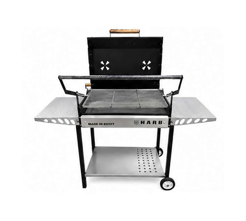 Super Grill Pro Premium Charcoal BBQ Grill with Rotating Grill Tray & Side Shelves