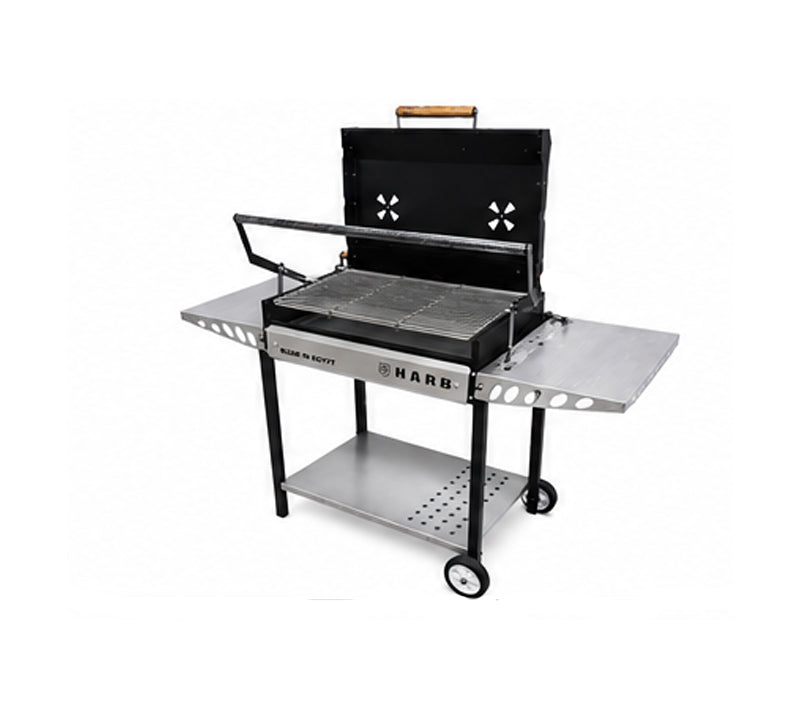 Super Grill Pro Premium Charcoal BBQ Grill with Rotating Grill Tray & Side Shelves