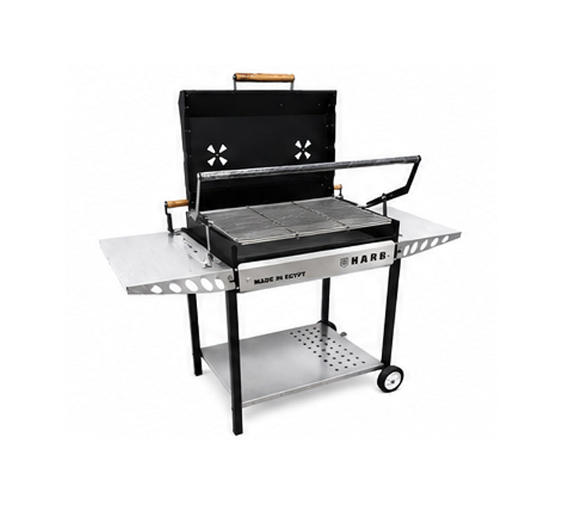 Super Grill Pro Premium Charcoal BBQ Grill with Rotating Grill Tray & Side Shelves