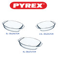 Pyrex Optimum Set of 3 Round Glass Roasters – 2L, 3L & 4L