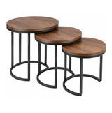Modern MDF Side Table Set of 3 – Elegant Round Tables with Electrostatic Painted Metal Frame