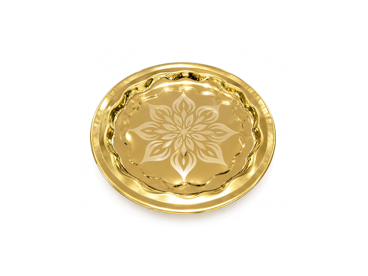 Gold Stainless Steel 304 Serving Tray – Decorative Round Serving Plate